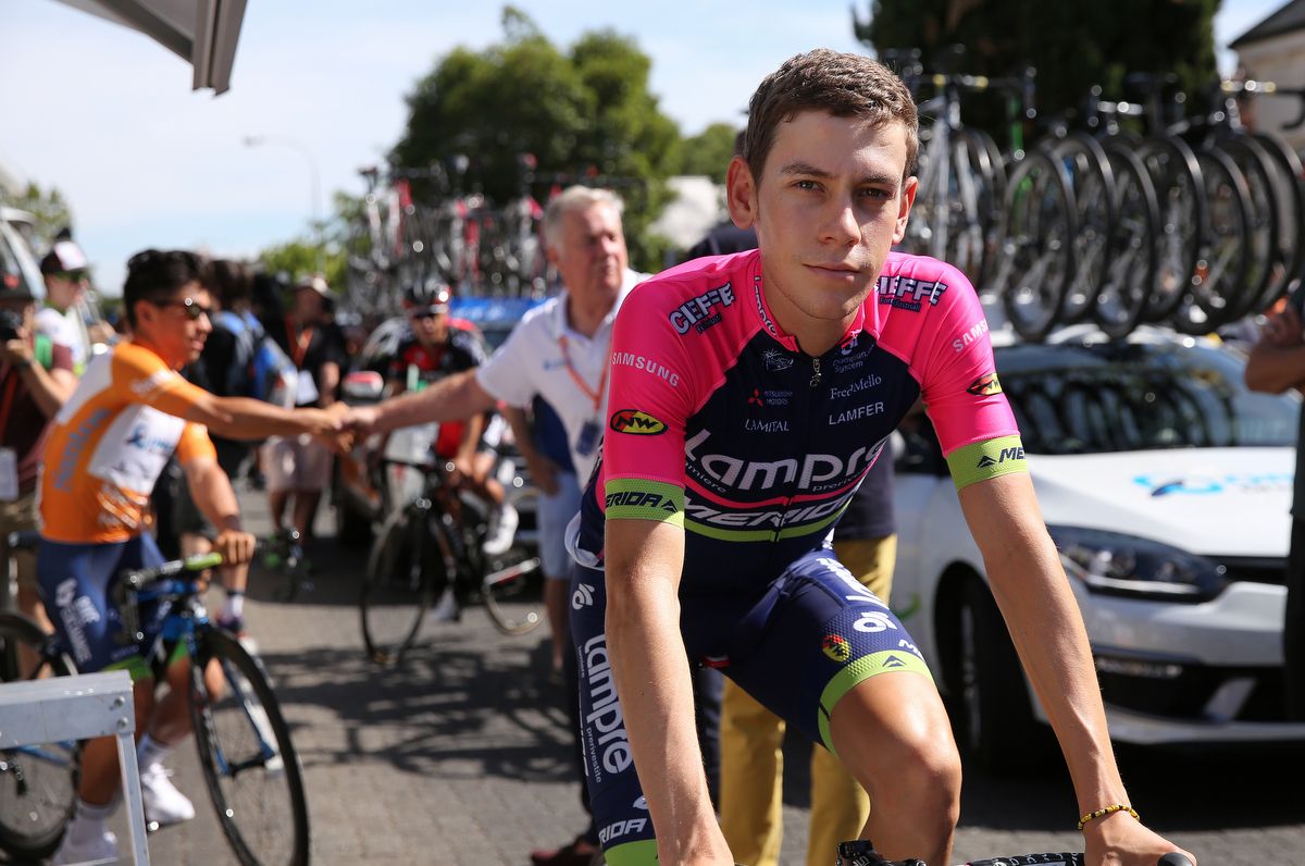 Lampre-Merida's Louis Meintjes rides to sign on
