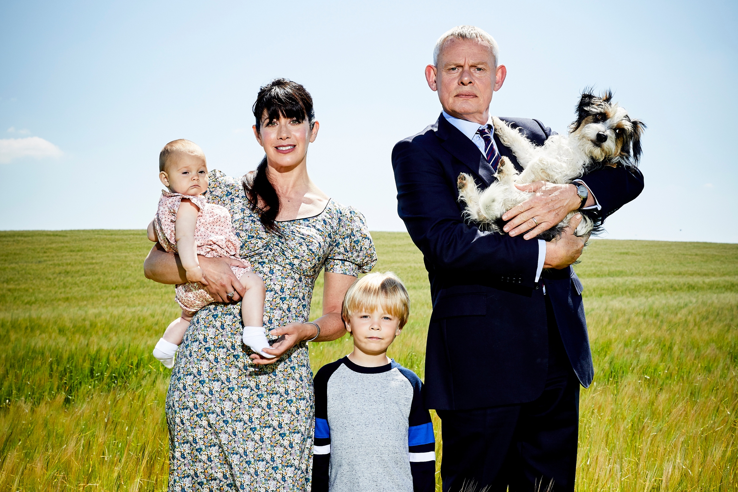 Doc Martin with wife Louisa, son James Henry, daughter Mary Elizabeth, and Chicken the dog.