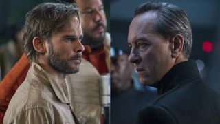 Dominic Monaghan's Beaumont Kin and Richard E. Grant's Allegiant General Pryde side by side