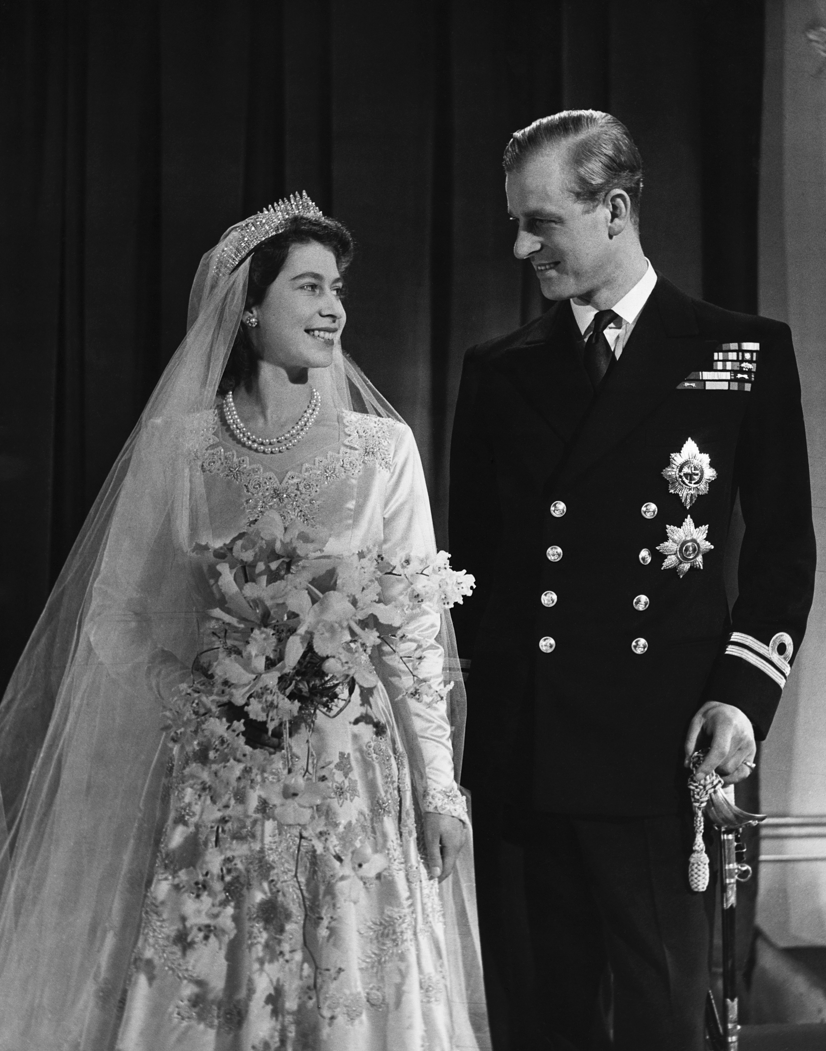 Queen Elizabeth and Prince Philip on their wedding day