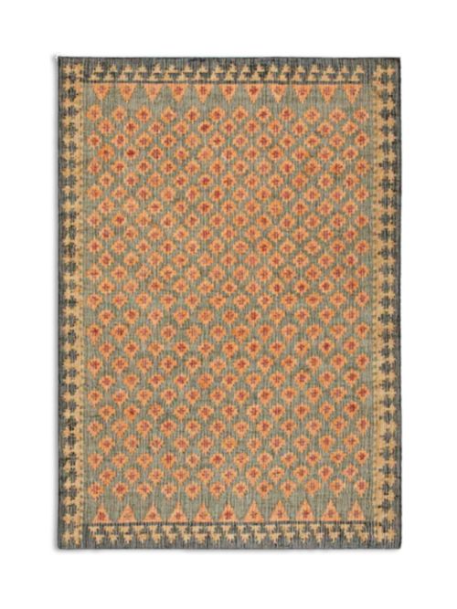Safi Kilim Handwoven Jute & Cotton Deep Orange and Blue Rug