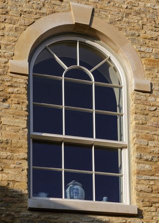 Scotts of Thrapston bespoke engineered hardwood sliding sash window with semicircular head