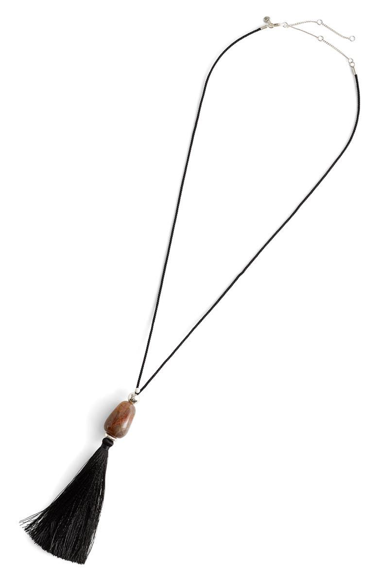 Semiprecious Stone Tassel Long Necklace