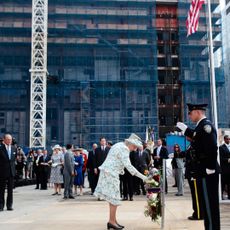 Queen Elizabeth laying a wreath at the World Trade Center