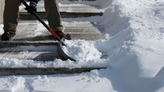 Shovelling snow from steps 