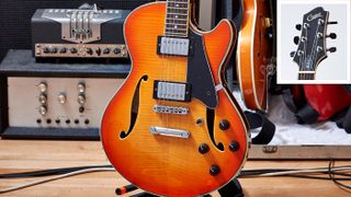 James’ Comins GCS-1 is from American luthier William Comins’ Guitar Craft Series set of instruments and features classic Gibson-style construction with a few fruity twists such as a Tangerine Burst finish