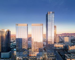 Exterior view of One and Two Oceanwide Plaza, by CallisonRTKL, Los Angeles, USA