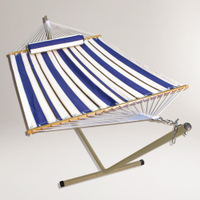 Blue Stripe Single Hammock With Stand | Was $229.99, now $137.99 at World Market