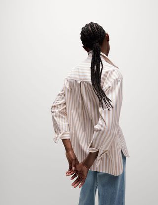 Pure Cotton Striped Oversized Shirt