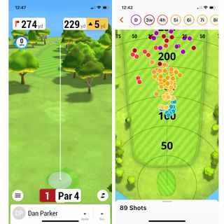 Screenshots of the Garmin Golf app