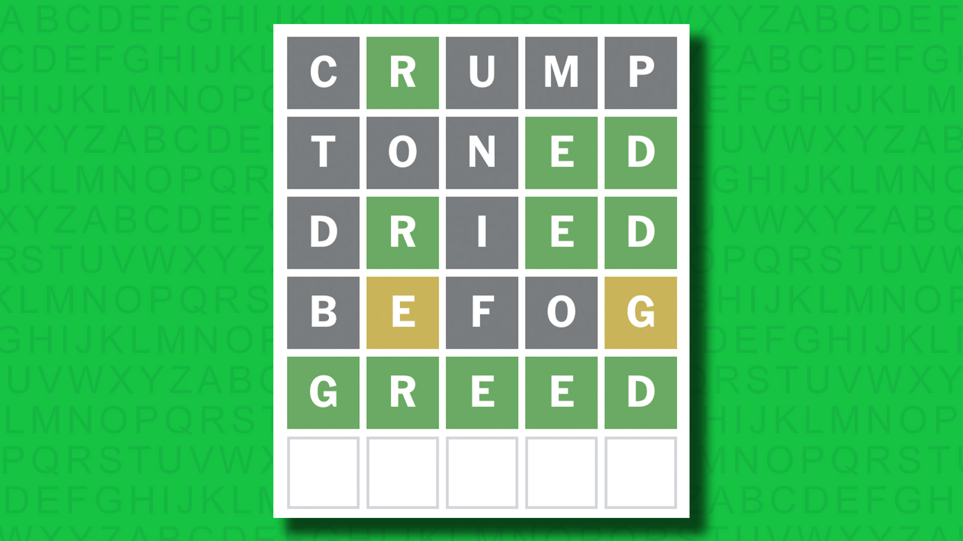 NYT Wordle answer for game 1359 on a green background