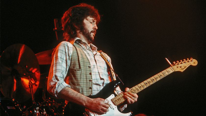 WREJ4D Eric Clapton plays guitar onstage at the Nassau Coliseum in April 1978