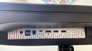 Acer Predator XB323QK close-up showing ports on bottom