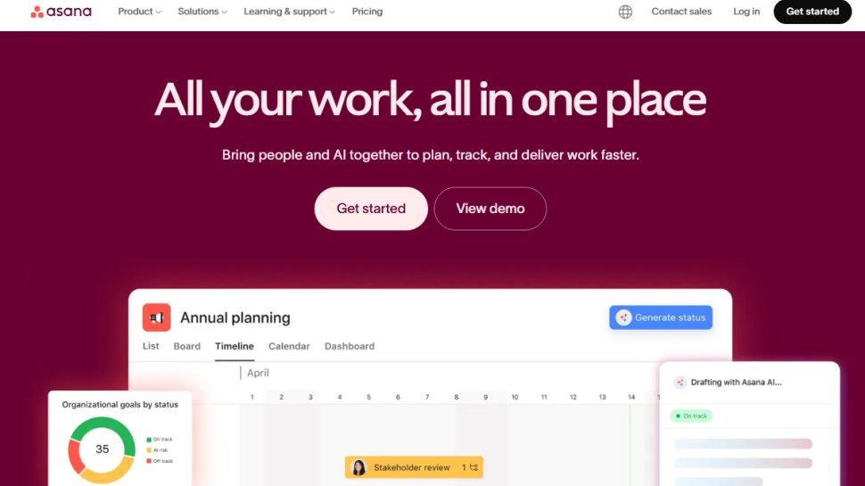 Website screenshot of Asana (February, 2026)