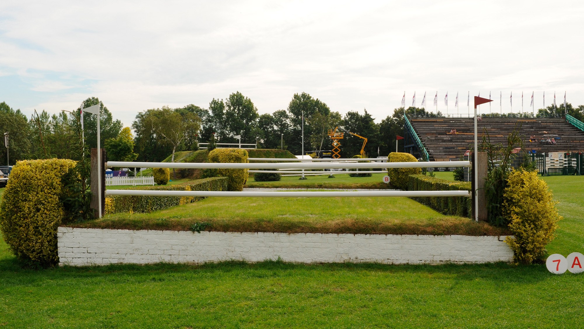 Two fences standing on a raised platform