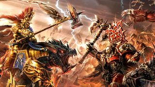 Age of Sigmar art showing two combatants on the battlefield. 