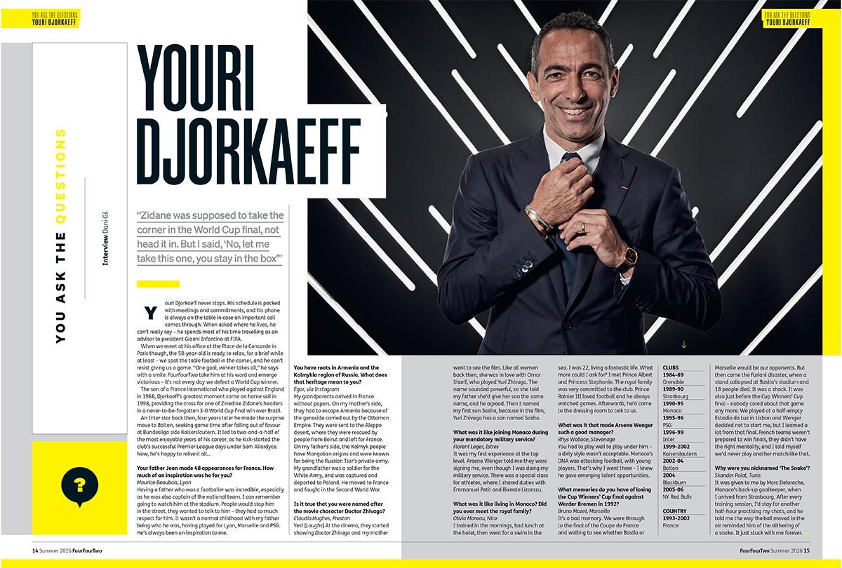 Pages from the July 2026 issue of FourFourTwo magazine
