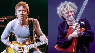 LEFT: Ronnie Montrose performs onstage in circa 1982. RIGHT: Sammy Hagar, of the group Van Halen, backstage at the Metro Center, Rockford, Illinois, March 16, 1986.