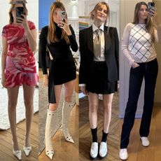 fashion collage featuring chic white shoe outfits for 2026 from French editor Eugenie Trochu