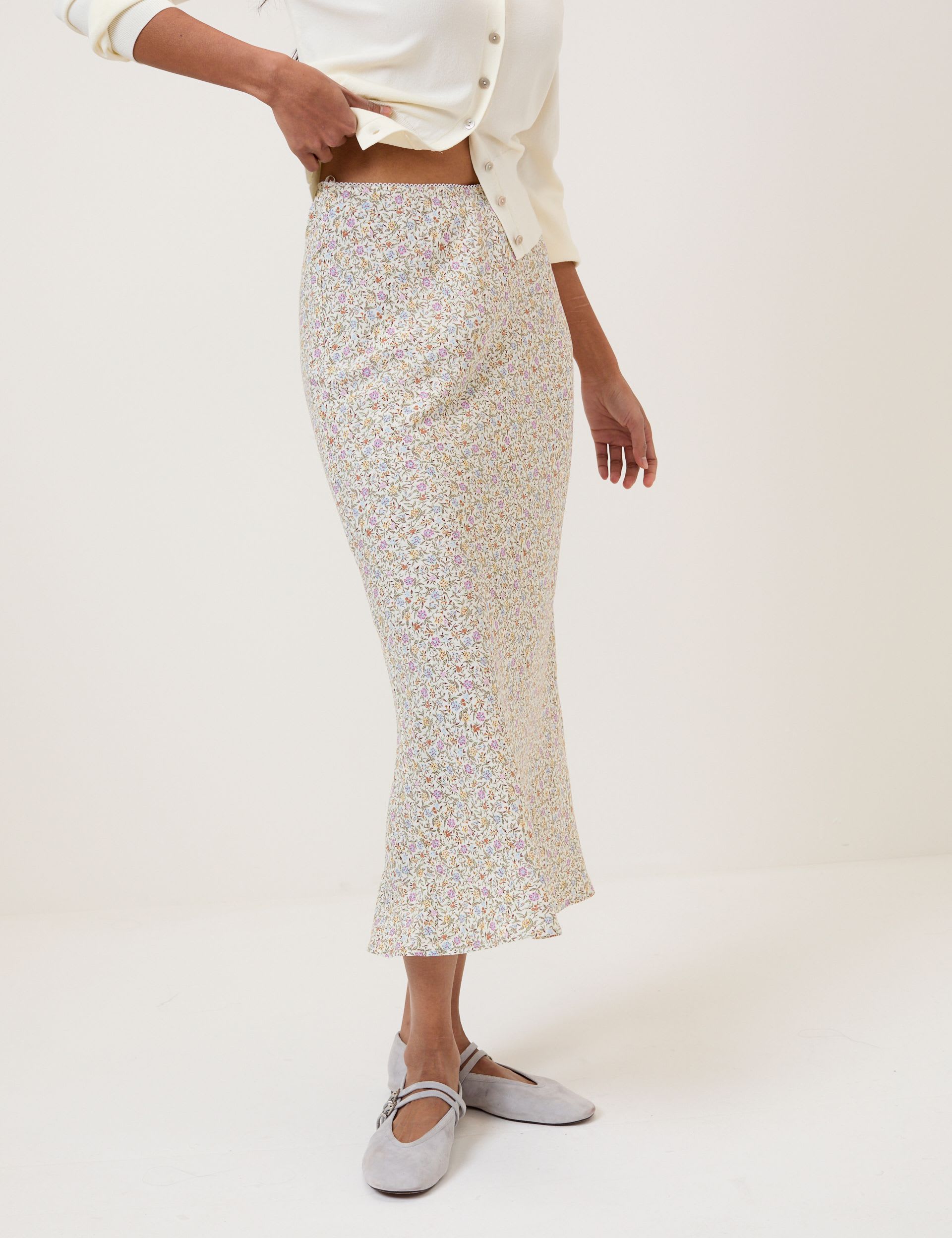 Floral Midi Slip Skirt