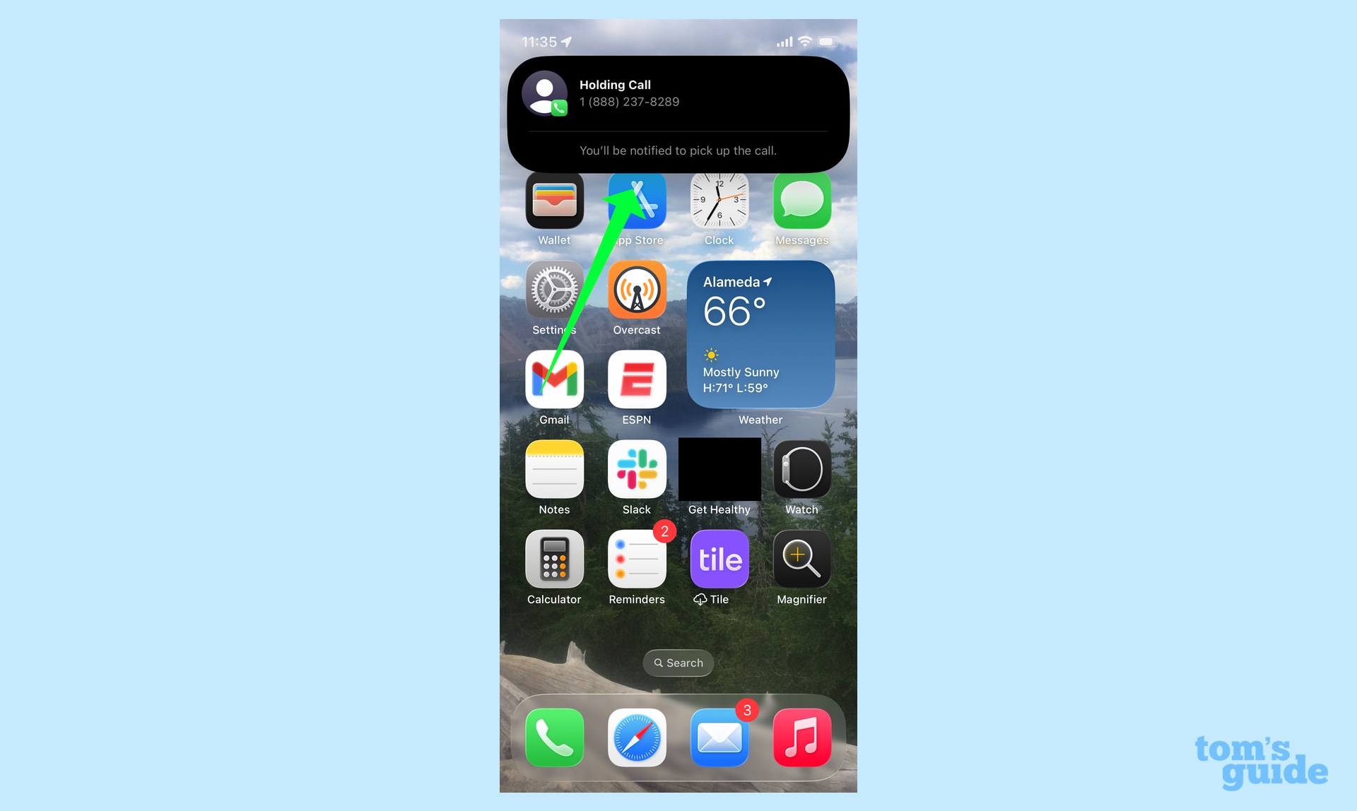 Hold Assist notification on iOS 26 home screen