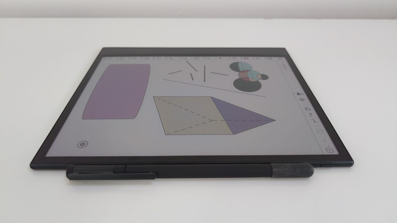 The Onyx Boox Note Air 5C on a white desk