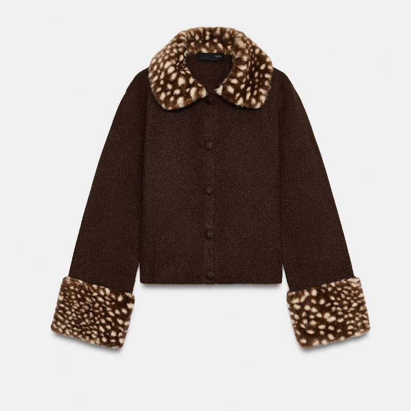 Zara , Cardigan with Faux Fur Trim