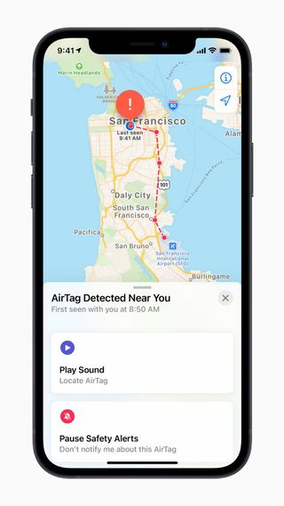 Apple AirTag Detected App View