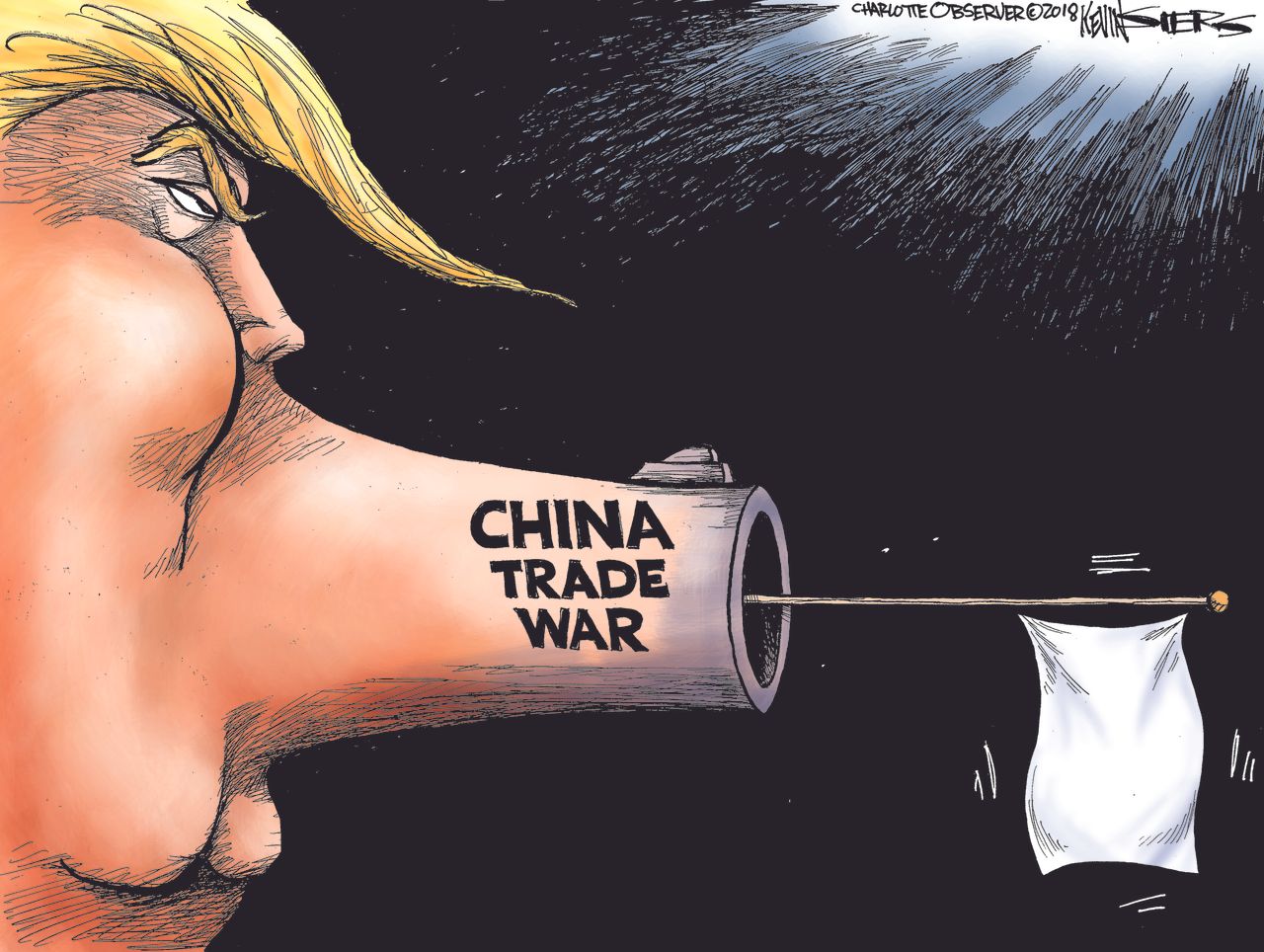 Political cartoon US Trump China trade war