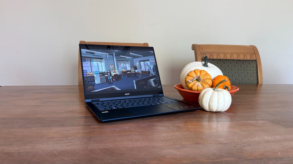 Acer Swift Spin 14 AI running the game Kathy Rain 2 unplugged.