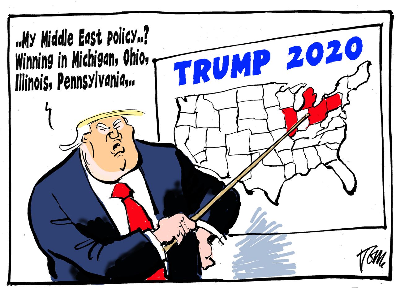 Political Cartoon U.S. Trump Iran strategy 2020