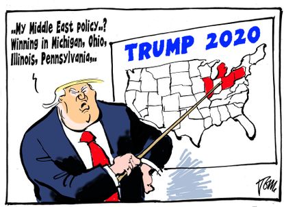 Political Cartoon U.S. Trump Iran strategy 2020