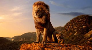 Mufasa with his son Simba in The Lion King (2019)
