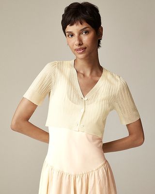 Maryam Nassir Zadeh X J.crew Sheer Cropped Cardigan Sweater