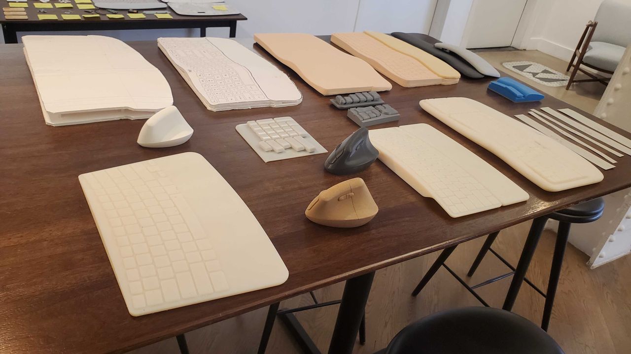 many keyboards on desk