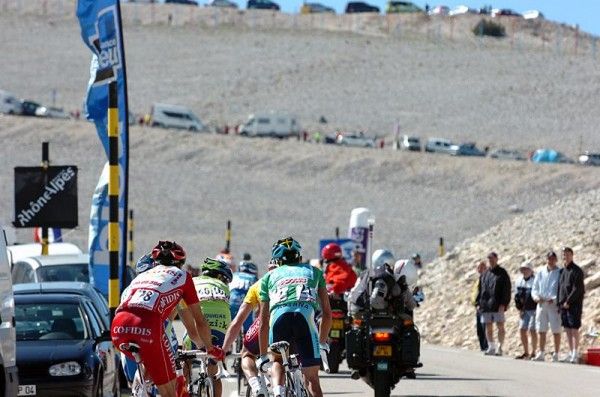 Riders make their way up Mont Ventoux.