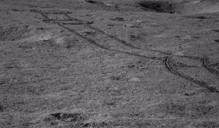 Tracks made by Yutu-2 while navigating hazards during lunar day 8, which occurred during late July and early August 2019.