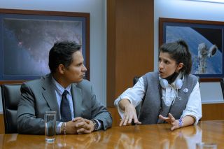Alejandra Márquez Abella directs actor Michael Peña, who portrays José Hernández in "A Million Miles Away."