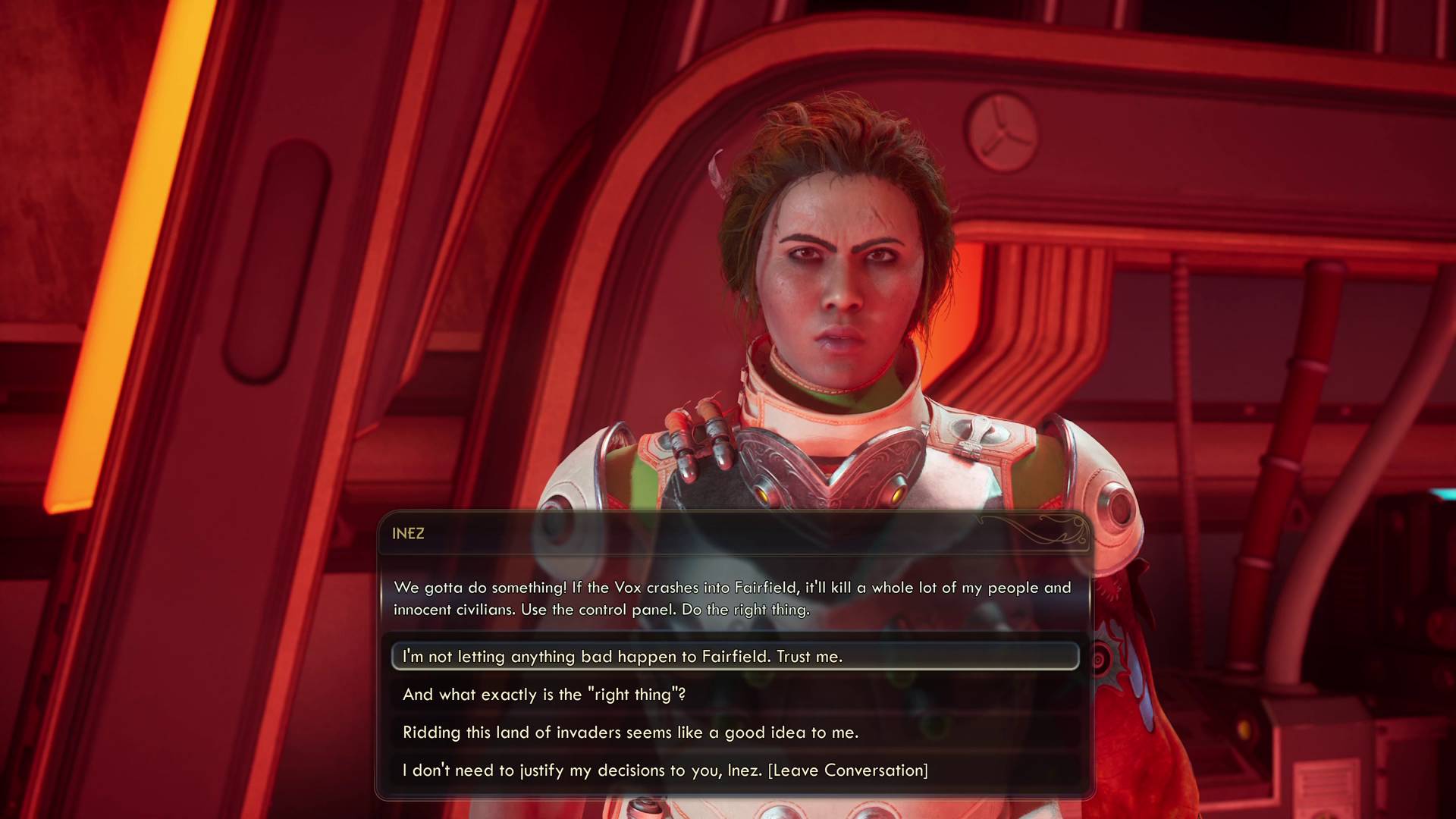 The Outer Worlds 2 Inez talking to commander in Vox Relay