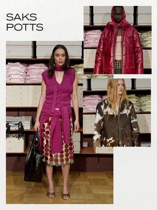 One of the best scandinavian clothing brands, Saks Potts, is shown in a collage of images with models wearing winter clothing from the brand