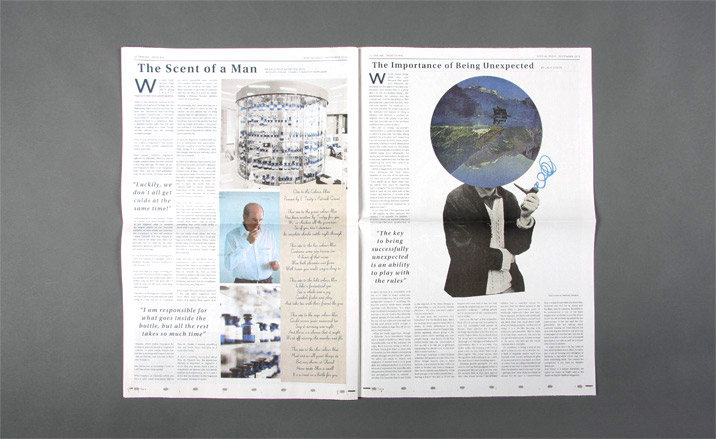  Pictured on this page is a commissioned article based on the idea of being 'unexpected', by British journalist Jack Dyson.