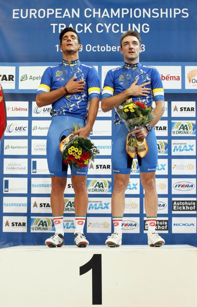 Madison winners Liam Bertazzo and Elia Viviani