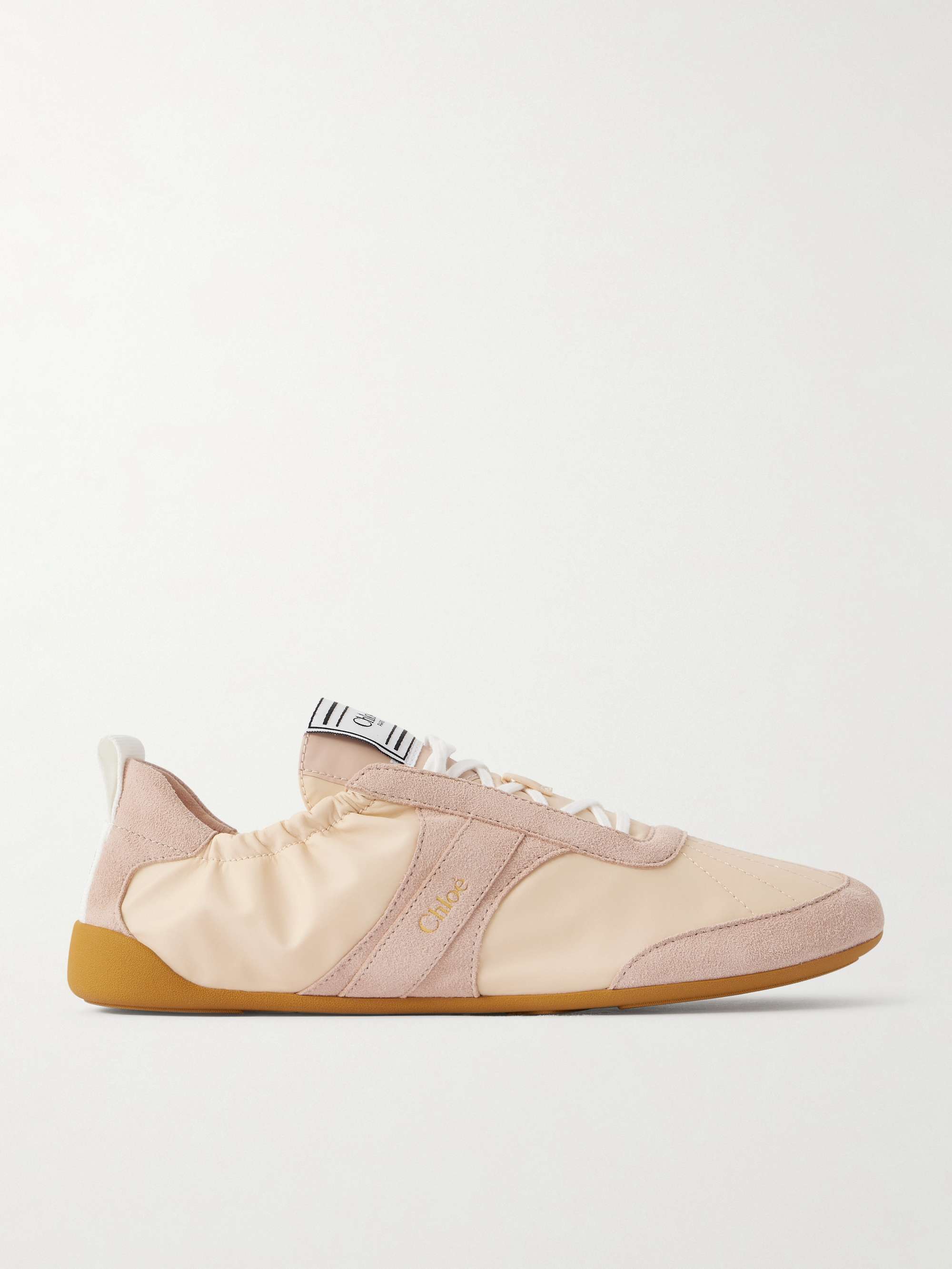 Kick Suede-Trimmed Shell Sneakers