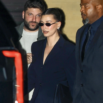 Hailey Bieber bids farewell with a smile after an elegant dinner with friends at Nobu in Malibu on Jan. 6 2025.