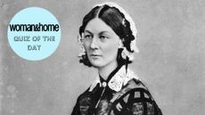 English nursing pioneer, healthcare reformer and Crimean War heroine, Florence Nightingale (1820 - 1910), with a W&H Quiz of the Day roundel