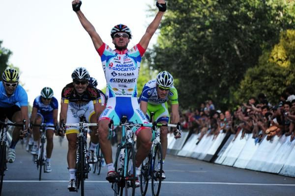 Roberto Ferrari (Androni-Giocattoli) celebrates a fine win.