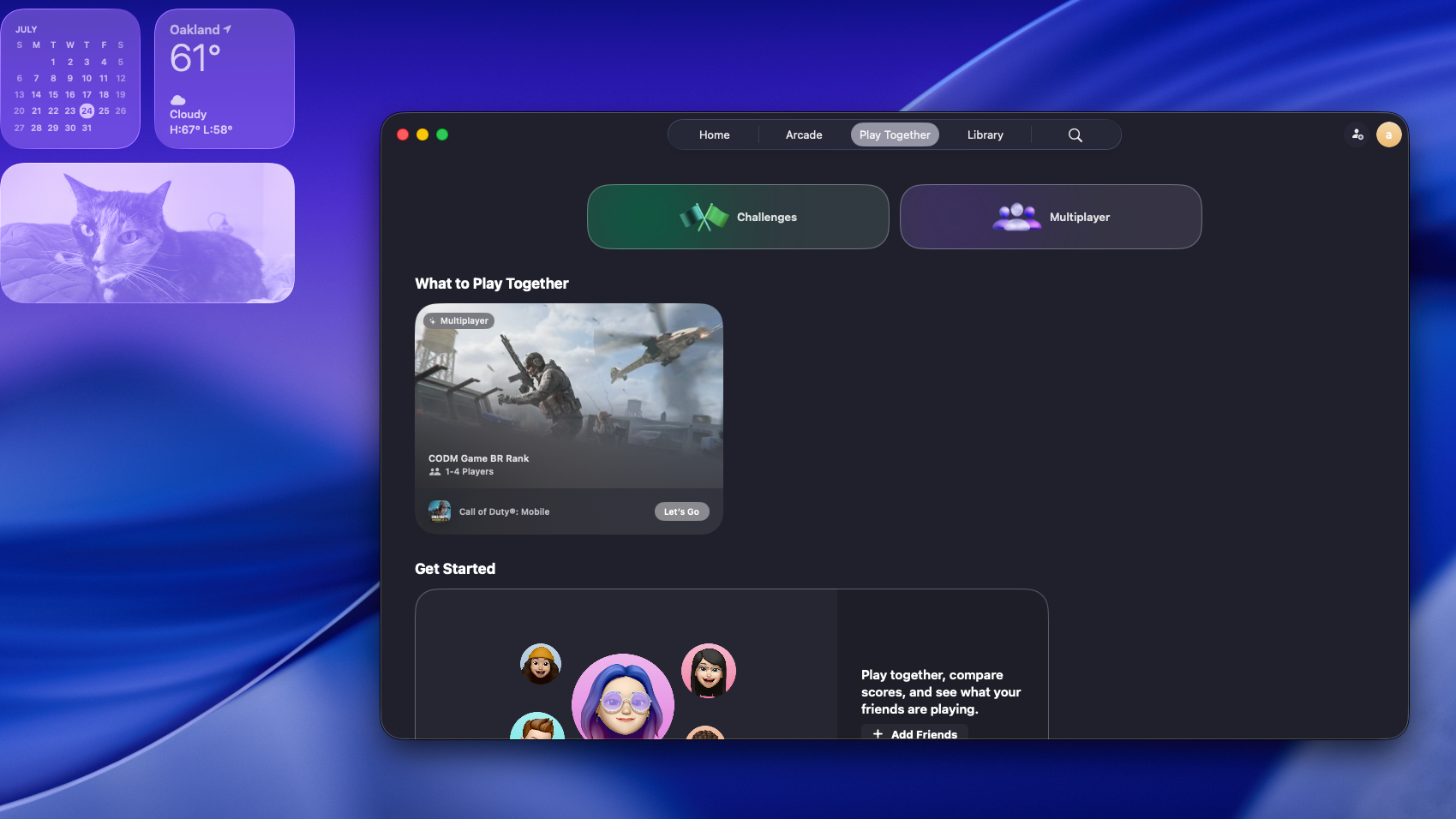 macOS Tahoe Games app in action