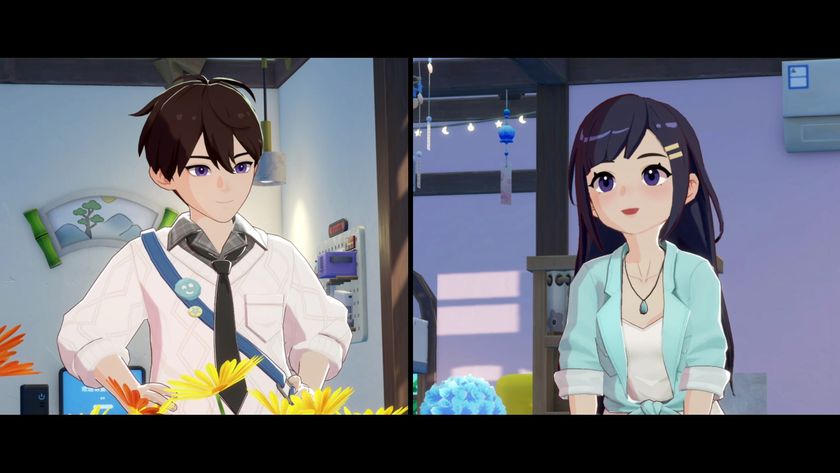 An anime-style boy and girl chatting