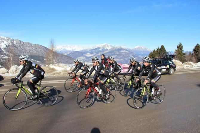 Team Colombia train in the Dolomites