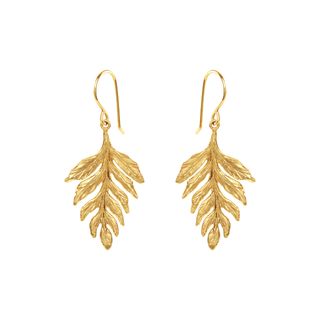 Gold Fern Drop Earrings